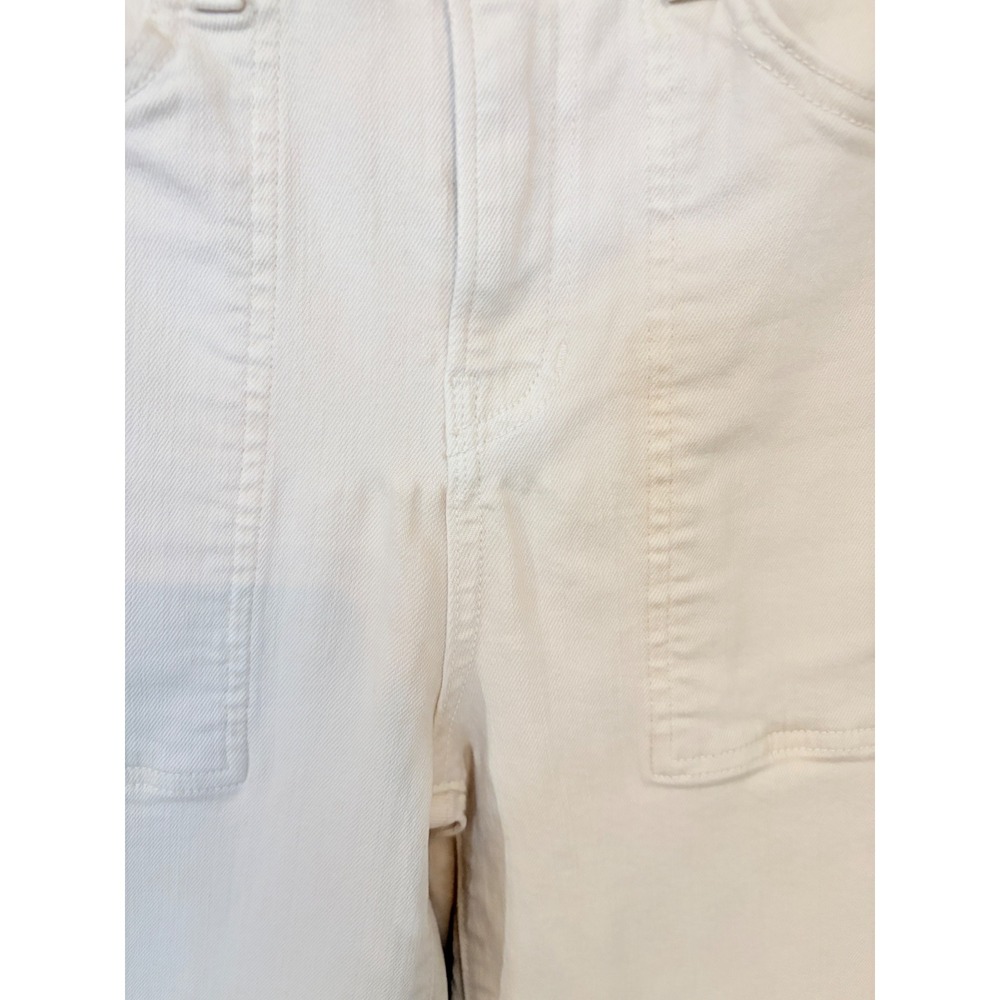 Veronica Beard High Rise Wide Leg Jeans Ecru Off White Patch Pocket Raw Hem 25 - Picture 4 of 7